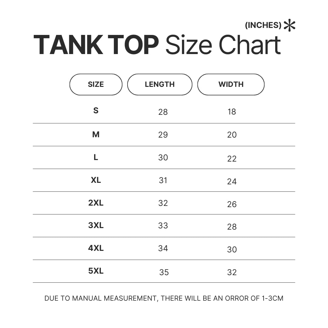 Tank Top Size Chart - Sket Dance Store