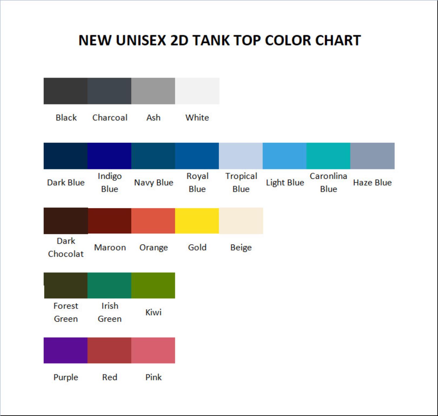 tank top color chart - Sket Dance Store