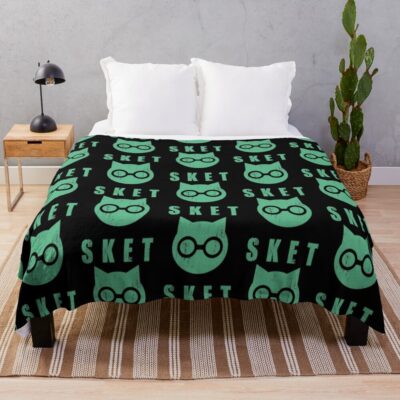 Sket Dance Sket Dan Symbol With Acronym Green Distressed Throw Blanket