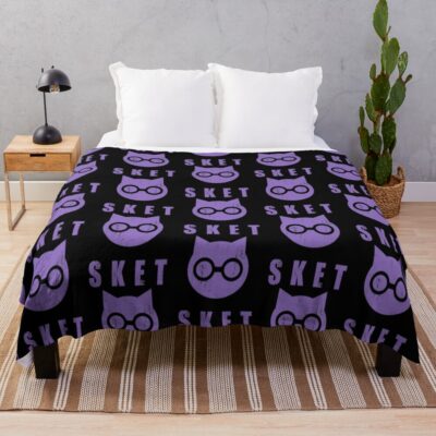Sket Dance Sket Dan Symbol With Acronym Purple Distressed Throw Blanket