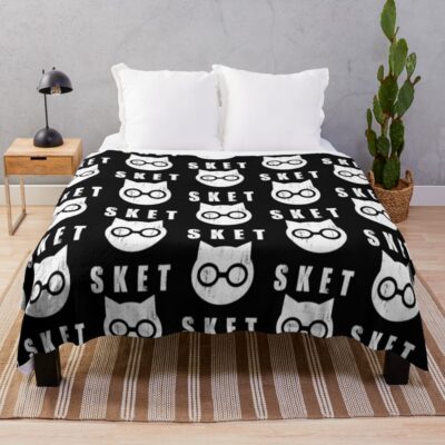 Sket Dance Sket Dan Symbol With Acronym White Distressed Throw Blanket
