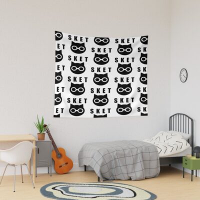 Sket Dance Sket Dan Symbol With Acronym Black Tapestry