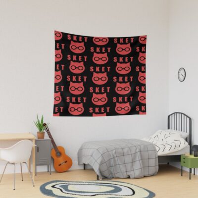 Sket Dance Sket Dan Symbol With Acronym Red Tapestry