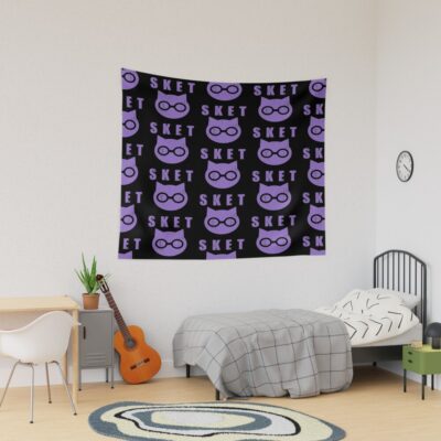 Sket Dance Sket Dan Symbol With Acronym Purple Distressed Tapestry