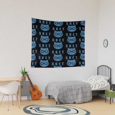 Sket Dance Sket Dan Symbol With Acronym Blue Tapestry