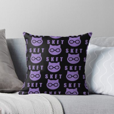 Sket Dance Sket Dan Symbol With Acronym Purple Distressed Throw Pillow