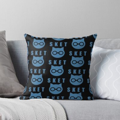 Sket Dance Sket Dan Symbol With Acronym Blue Throw Pillow