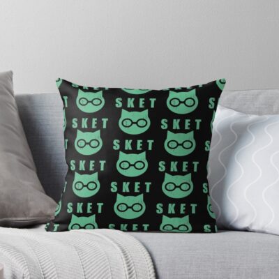 Sket Dance Sket Dan Symbol With Acronym Green Distressed Throw Pillow
